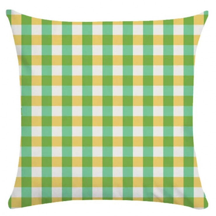 Gingham Plaid Small Check Lime Green And Yellow Decorative Throw Pillow Pillow Frenzy