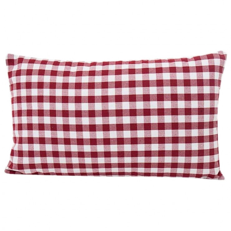 Gingham Plaid - Small Check Red and White - Double Sided - Rectangular - Decorative Throw Pillow ...