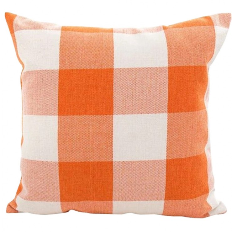 Buffalo Check Gingham Plaid - Orange and Cream - Double Sided ...