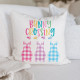 Bunny Crossing - Farmhouse Easter - Pastel Gingham Plaid Bunny Cutouts - Decorative Throw Pillow Cover