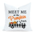 Meet Me at the Pumpkin Patch - Plaid Accented Truck - White Polyester Linen - Decorative Throw Pillow Cover