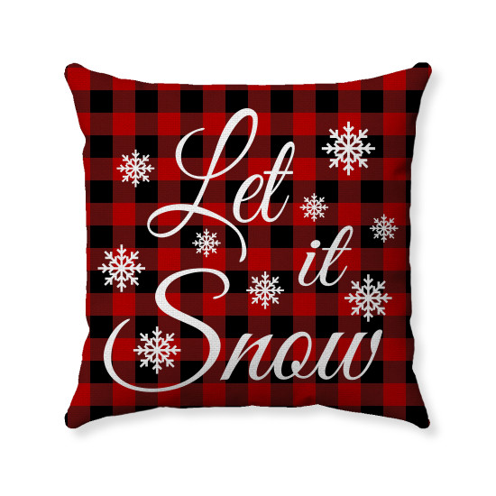 Let It Snow  - Lumberjack Plaid - Hand Made Decorative Throw Pillow Cover - 3 Sizes