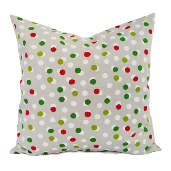 Handmade Christmas Pillow Cover - Cotton Twill - Christmas Palette - Double-Sided - Scattered Dots - Decorative Throw Pillow Cover