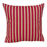 Handmade Christmas Pillow Cover - Cotton - Red White and Green Multi Stripe  - Double-Sided - 16x16 Inch - Decorative Throw Pillow Cover