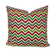 Handmade Christmas Pillow Cover - Cotton Twill - Red and Green Chevron Striped - Double-Sided - Many Sizes - Decorative Throw Pillow Cover