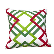 Handmade Christmas Pillow Cover Cotton Twill - Red and Green Geometric- Double-Sided - Many Sizes - Decorative Throw Pillow Cover