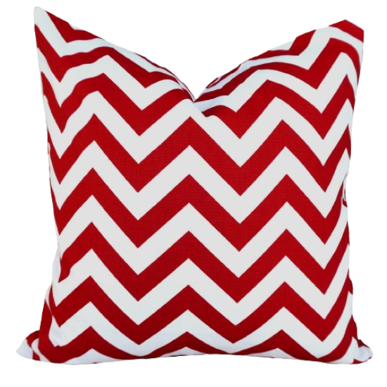 Handmade Christmas Pillow Cover - Cotton Twill - Red and White Chevron Striped - Double-Sided - Many Sizes - Decorative Throw Pillow Cover