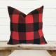 Lumberjack Plaid - Black and Red Buffalo Check PlaId - Handmade To Order - Cotton Twill - Decorative Throw Pillow Cover - Many Sizes