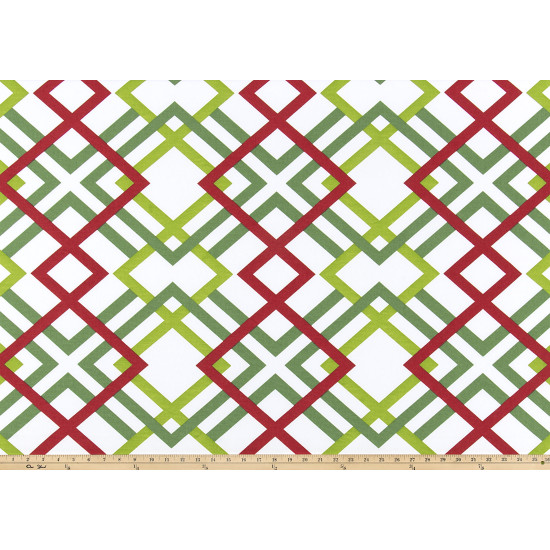 Handmade Christmas Pillow Cover Cotton Twill - Red and Green Geometric- Double-Sided - Many Sizes - Decorative Throw Pillow Cover