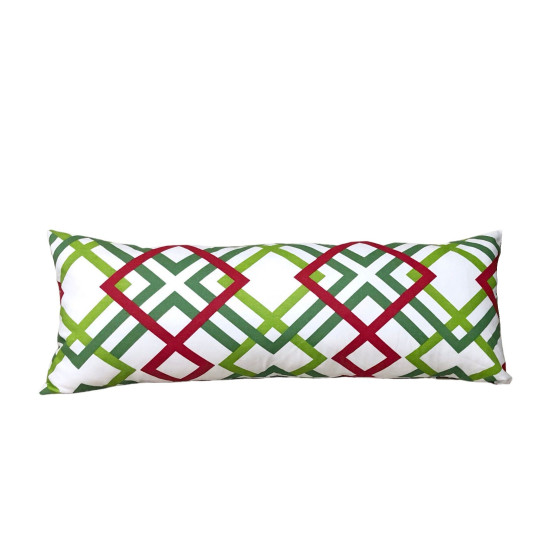 Handmade Christmas Pillow Cover Cotton Twill - Red and Green Geometric- Double-Sided - Many Sizes - Decorative Throw Pillow Cover