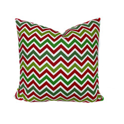 Handmade Christmas Pillow Cover - Cotton Twill - Red and Green Chevron Striped - Double-Sided - Many Sizes - Decorative Throw Pillow Cover