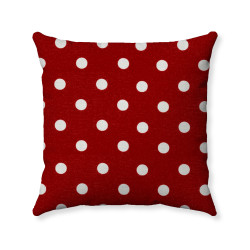 Handmade Polka-Dotted Pillow Cover - Cotton - Red and White Polka-Dots - Double-Sided - Many Sizes - Decorative Throw Pillow Cover