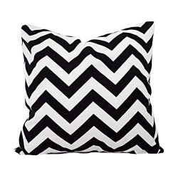 Handmade Zigzag Pillow Cover - Cotton Twill -  Black and White Chevron Striped - Double-Sided - Many Sizes - Decorative Throw Pillow Cover