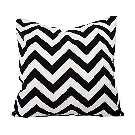 Handmade Zigzag Pillow Cover - Cotton Twill -  Black and White Chevron Striped - Double-Sided - Many Sizes - Decorative Throw Pillow Cover