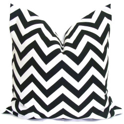 Handmade Zigzag Pillow Cover - Cotton Twill -  Black and White Chevron Striped - Double-Sided - Many Sizes - Decorative Throw Pillow Cover