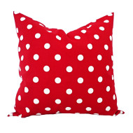 Handmade Polka-Dotted Pillow Cover - Cotton - Bright Red and White Polka-Dots - Double-Sided - Many Sizes - Decorative Throw Pillow Cover