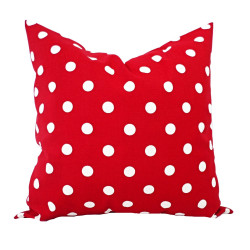 Handmade Polka-Dotted Pillow Cover - Cotton - Bright Red and White Polka-Dots - Double-Sided - Many Sizes - Decorative Throw Pillow Cover