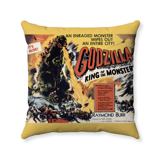 Godzilla Handmade 18 Inch Pillow Cover - 1956 Godzilla King of the Monsters Movie Poster - Decorative Throw Pillow