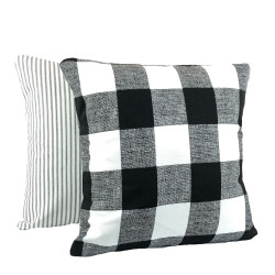 Buffalo Check Plaid - Black and White - Handmade To Order - Cotton Twill - Decorative Throw Pillow Cover - Many Sizes