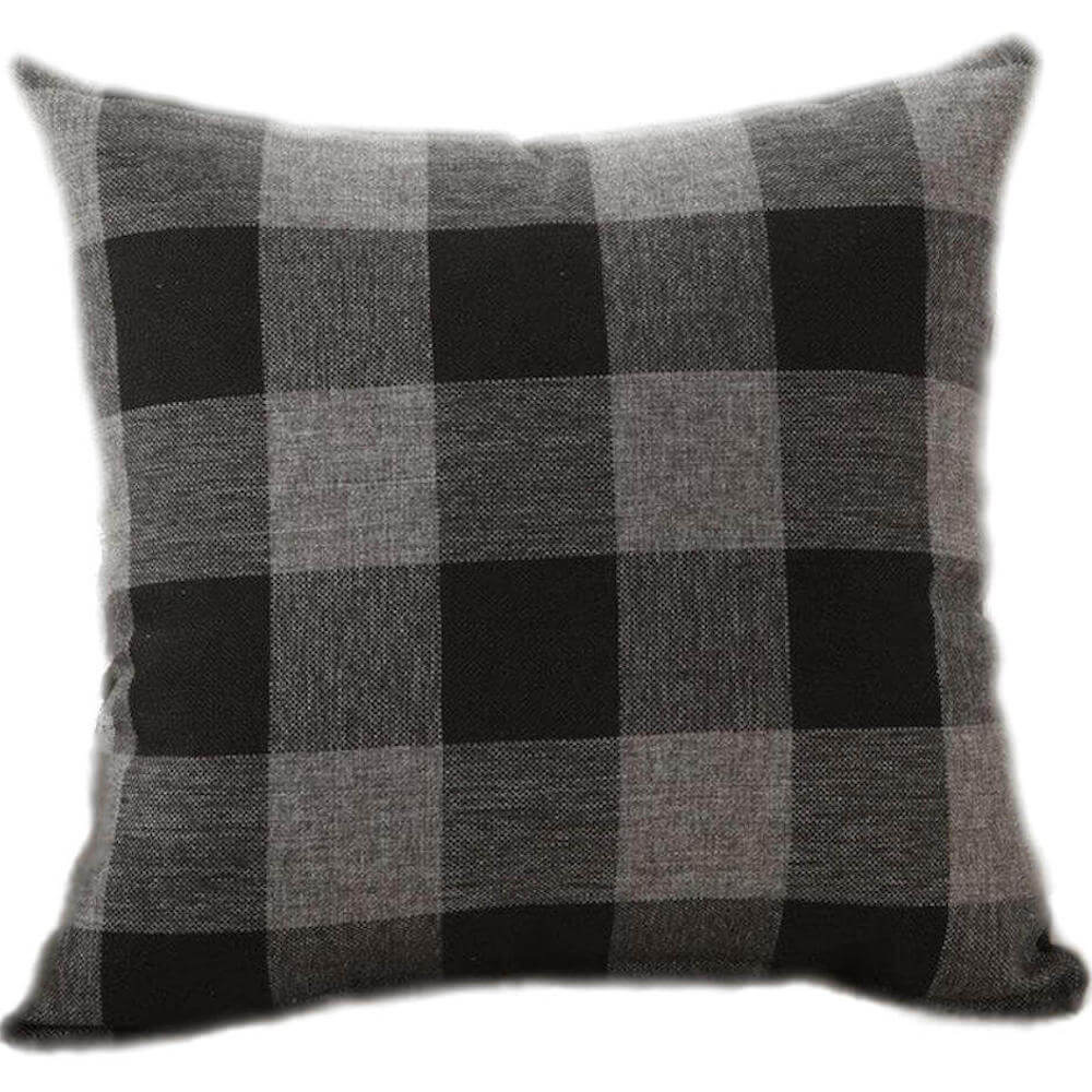 gray and white plaid pillows