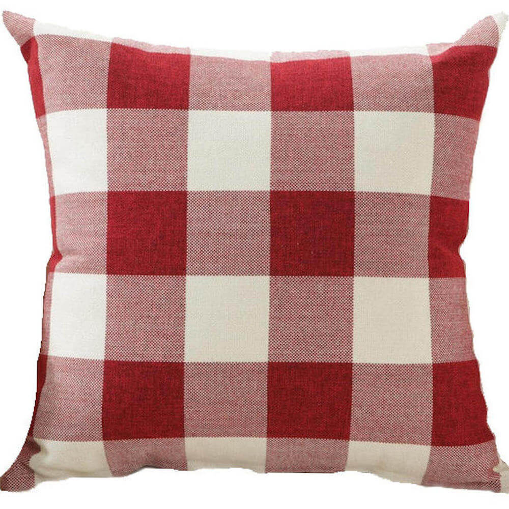 red and tan pillows